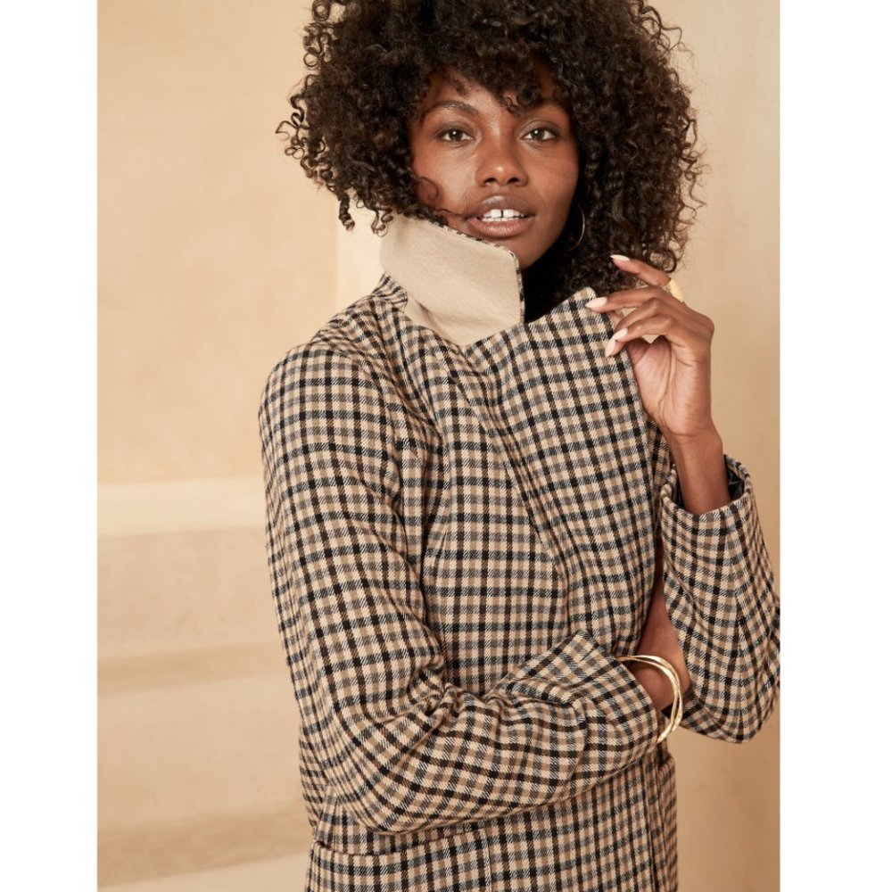 Banana Republic Italian Double Faced Top Coat Plaid XS